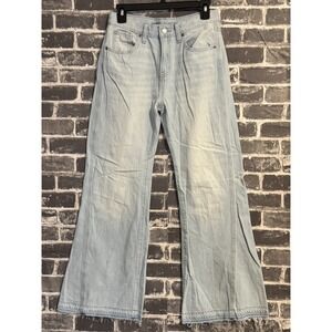 Old Navy Women's High Rise Baggy Flare Jeans 16 Light Wash Raw Hem